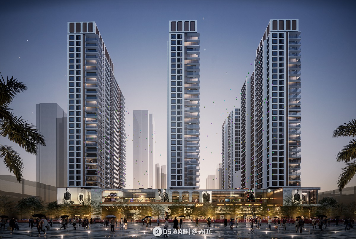 夜景建筑效果图示例图